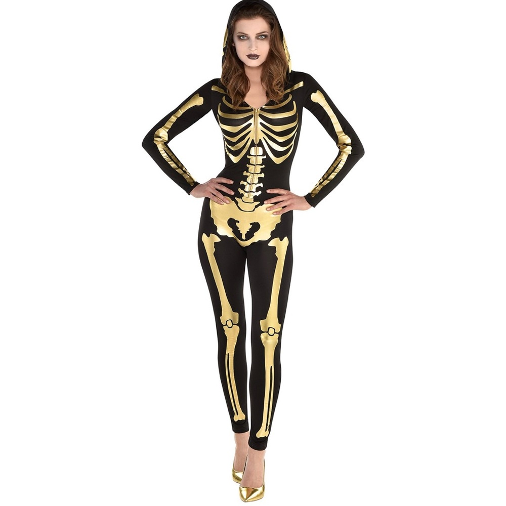 Suit Yourself Black and Gold skeleton bodysuit.